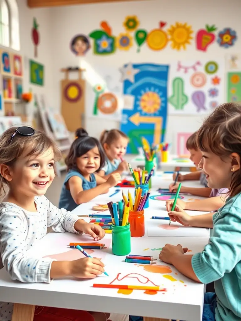 A photo of children participating in an arts and crafts workshop during a school holiday program organized by COMITE DES FETES.