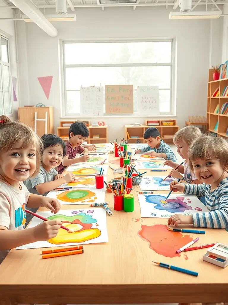 A picture of children participating in a cultural workshop organized by COMITE DES FETES, learning about local traditions and artistic expression.