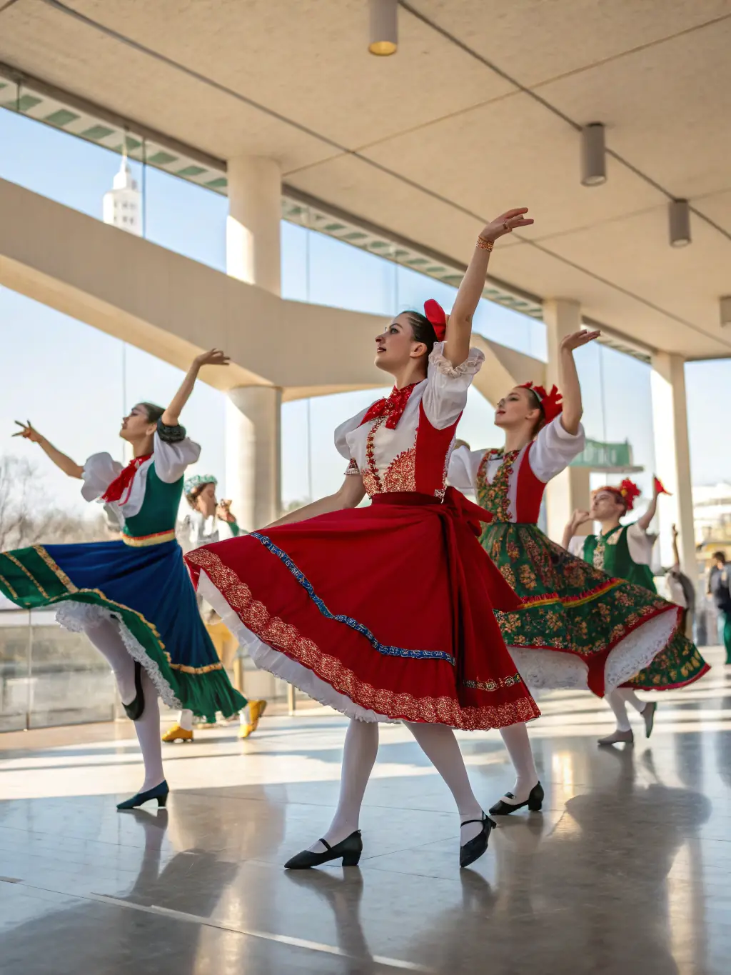 A photograph of participants in a traditional dance performance during a cultural event organized by COMITE DES FETES, celebrating local heritage.
